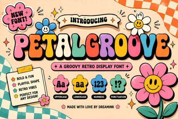 Petal Groove: A Retro Display Font for Bold, Playful Design